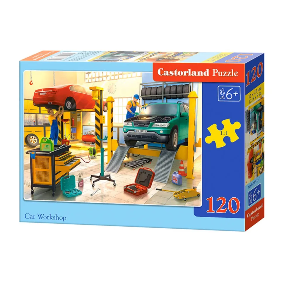 Puzzle 120 pièces : Atelier de voitures - Castorland