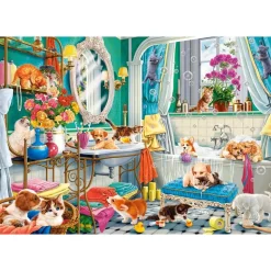 Puzzle 100 pièces : Bain pour animaux de compagnie - Castorland