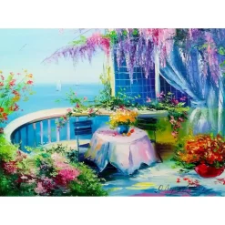 Puzzle 1000 Pièces : Balcon fleuri - EnjoyPuzzle