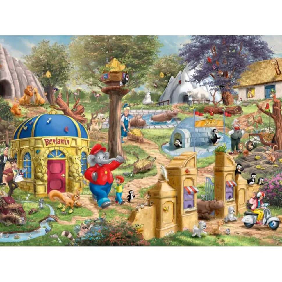 Puzzle 1000 pièces : Benjamin Blümchen, Une journée au zoo de Neustadt - Schmidt