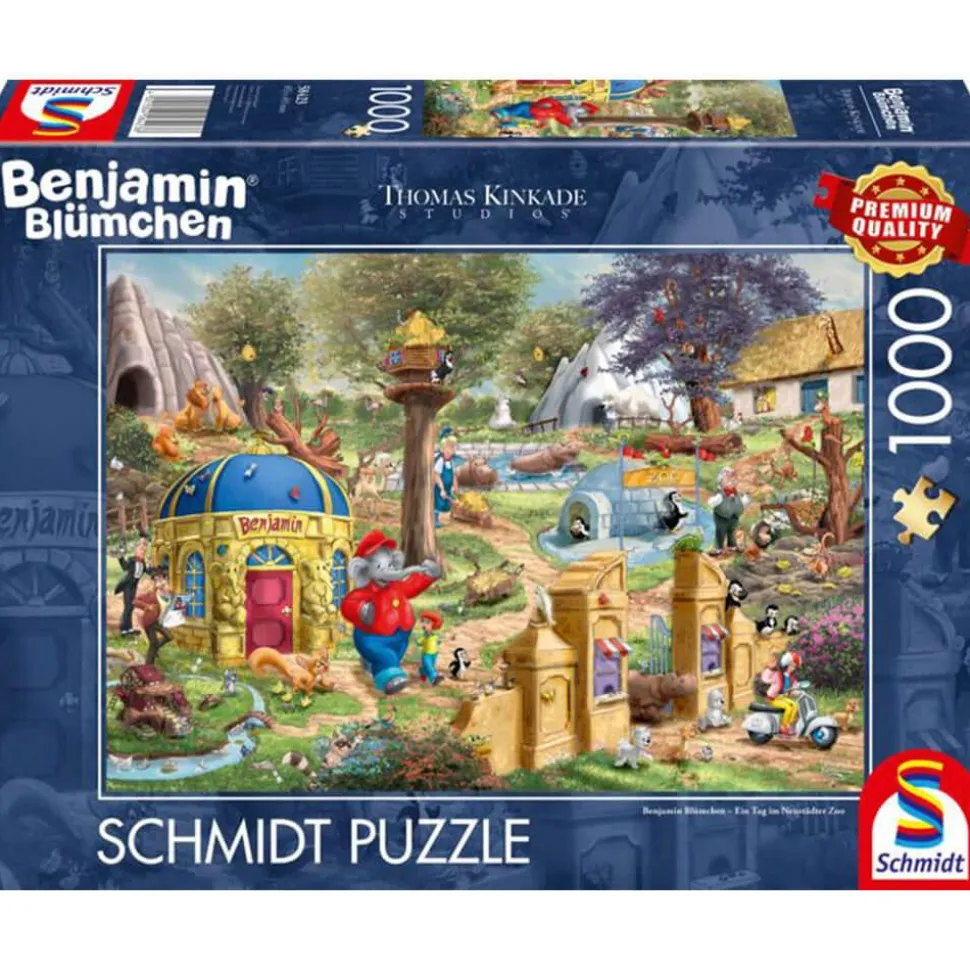 Puzzle 1000 pièces : Benjamin Blümchen, Une journée au zoo de Neustadt - Schmidt
