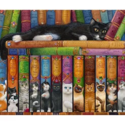 Puzzle 1000 pièces : Bibliothèque de chats - Vermont Christmas Company