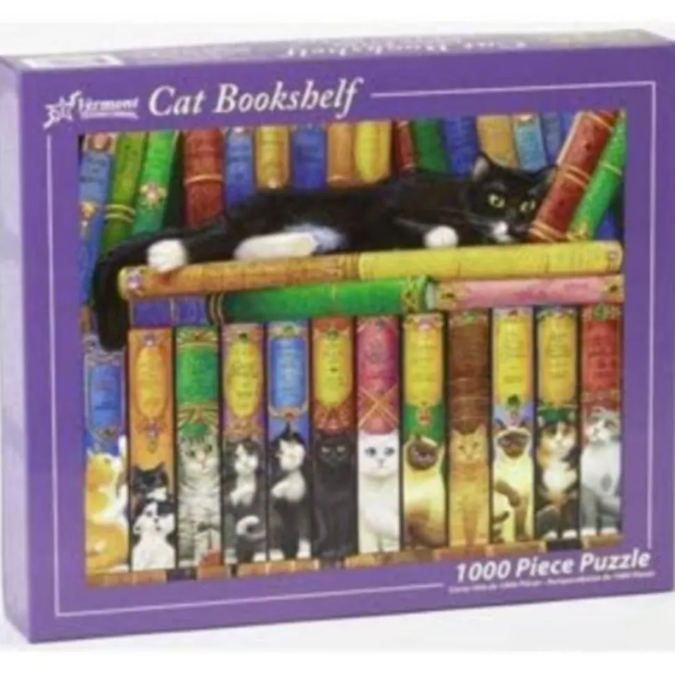 Puzzle 1000 pièces : Bibliothèque de chats - Vermont Christmas Company