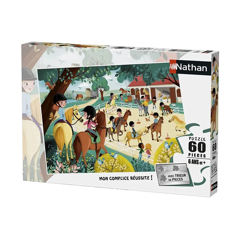 Puzzle 60 pièces : Bienvenue au centre équestre - Nathan