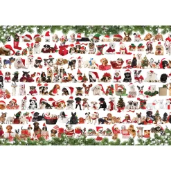Puzzle 1000 pièces : Boîte métal : Chiens de Noël - Eurographics