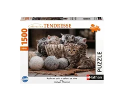 Puzzle 1500 pièces : Boules de poils et pelotes de laine - Nathan