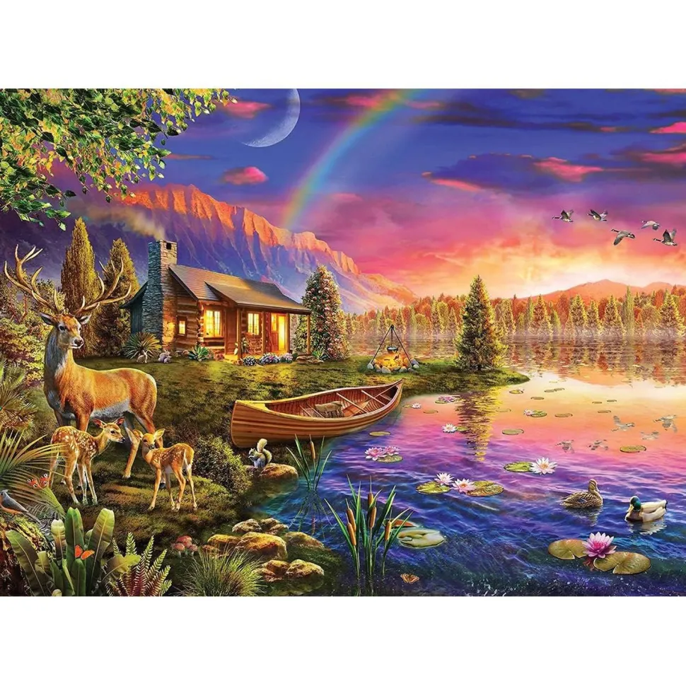 Puzzle 500 pièces : Cabane au bord du lac - Ks Games