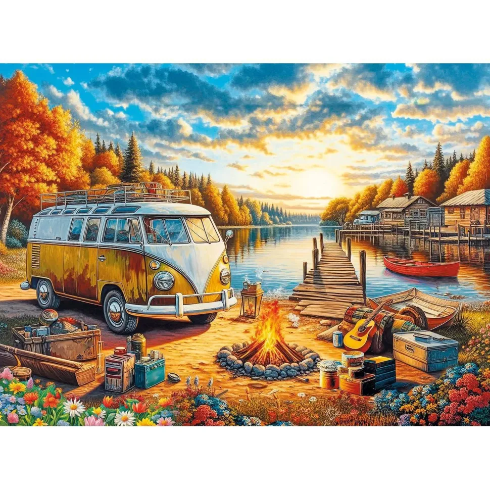 Puzzle 1000 pièces : Camp de Vosvos au Coucher de Soleil - Ks Games