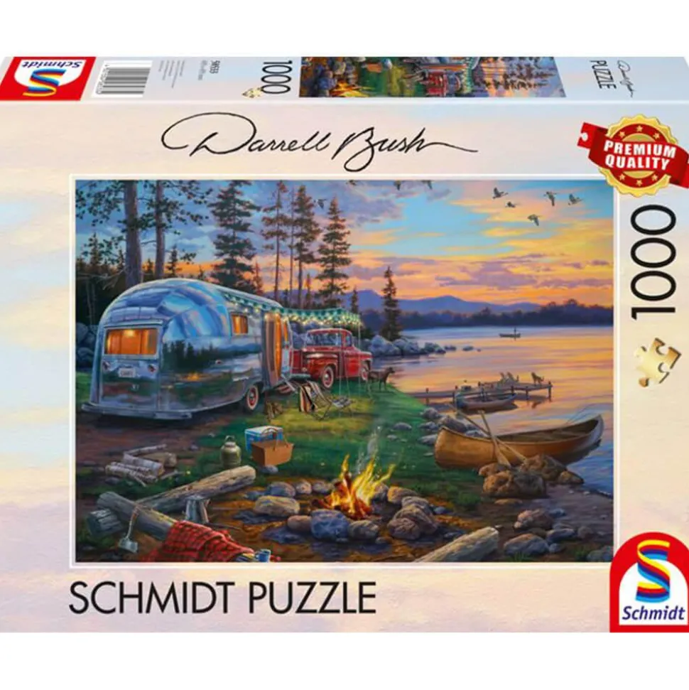 Puzzle 1000 pièces : Camping idylle au bord du lac - Schmidt