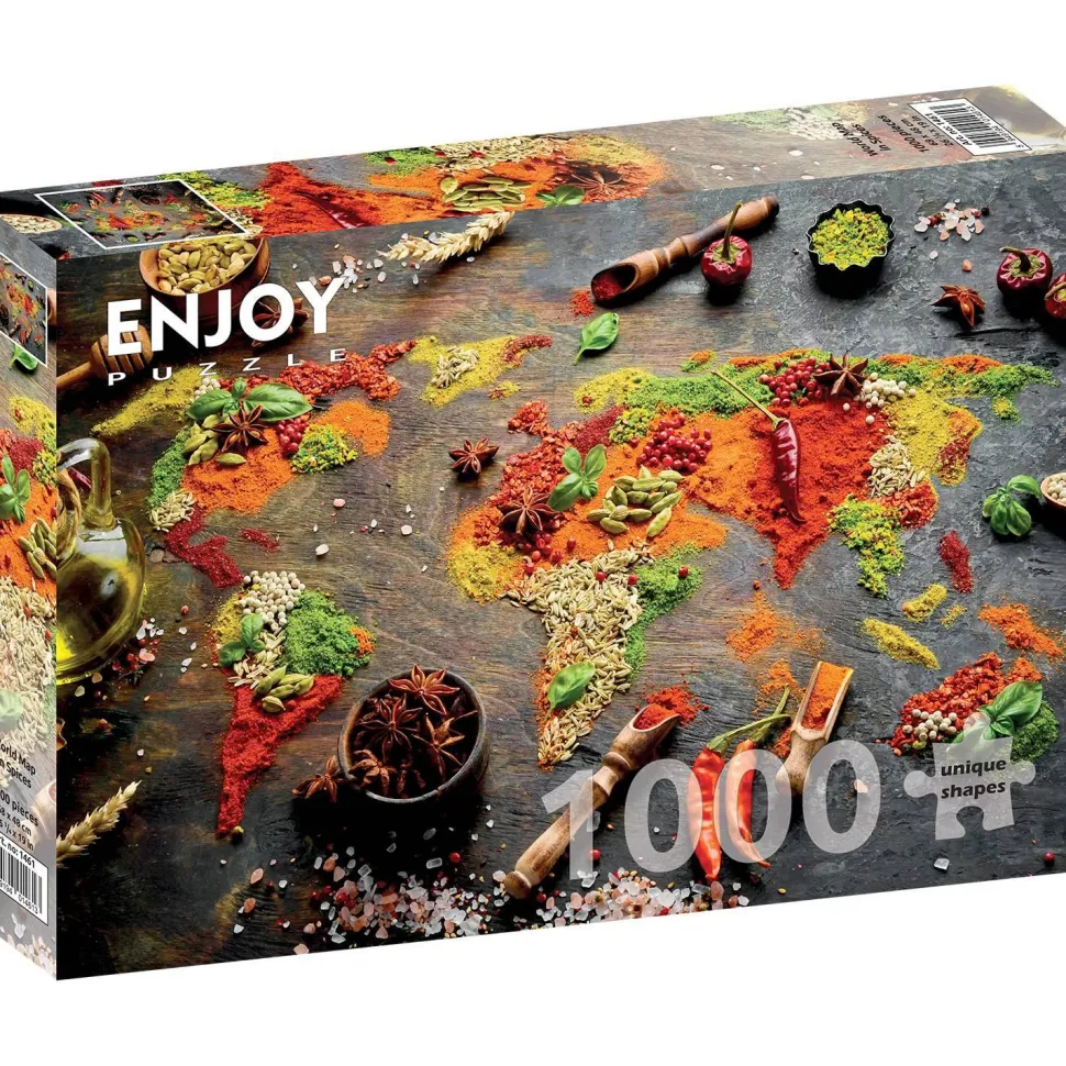 Puzzle 1000 pièces : Carte du monde en épices - EnjoyPuzzle
