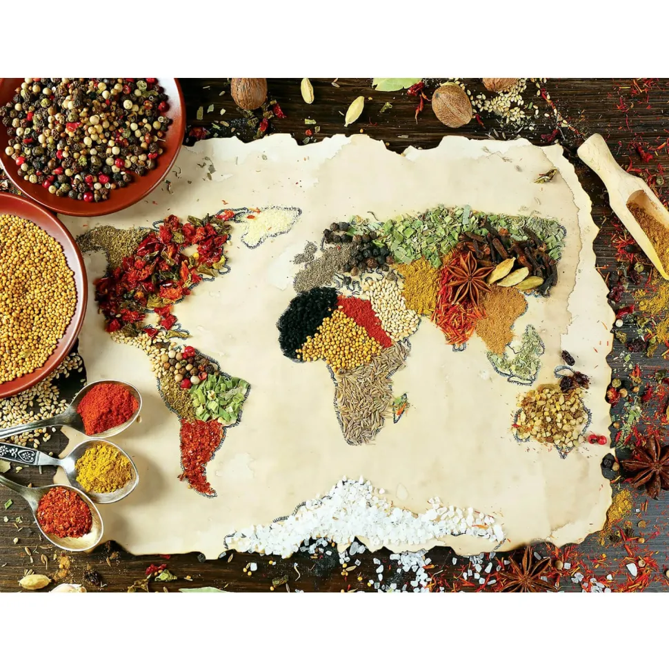 Puzzle 1000 pièces : Carte du monde Herbes et épices - Anatolian