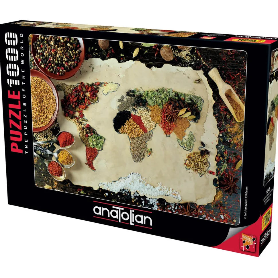 Puzzle 1000 pièces : Carte du monde Herbes et épices - Anatolian