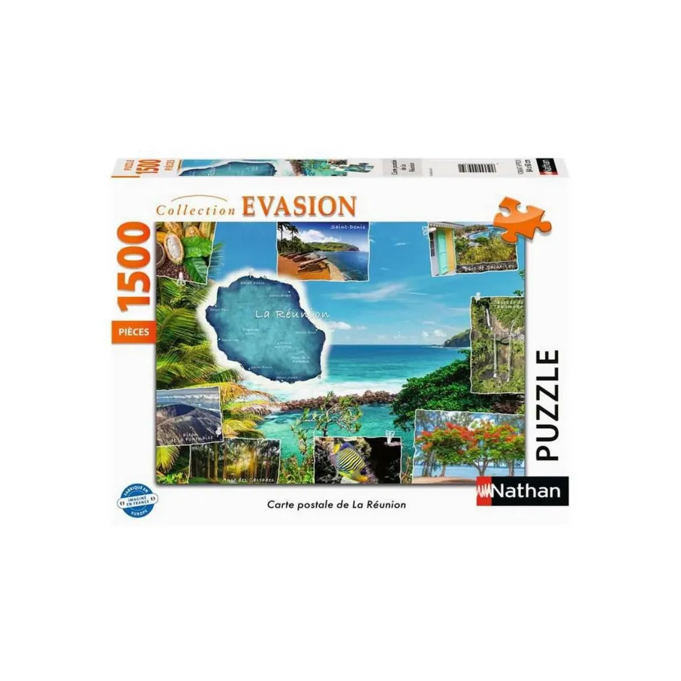 Puzzle 1500 pièces : Carte postale de La Réunion - Nathan