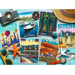 Puzzle 1000 pièces : Cartes postales de vacances - Trefl