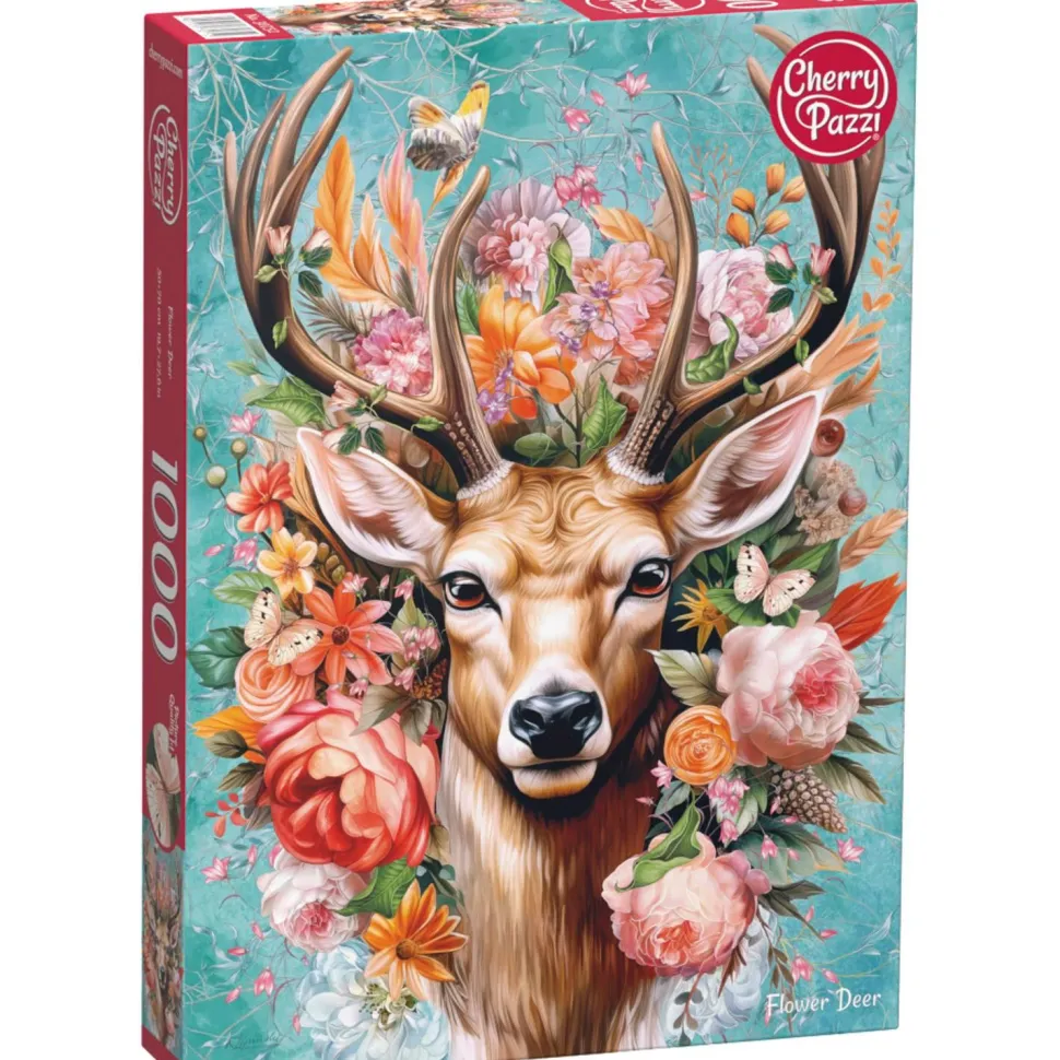 Puzzle 1000 pièces : Cerf en fleurs - CherryPazzi
