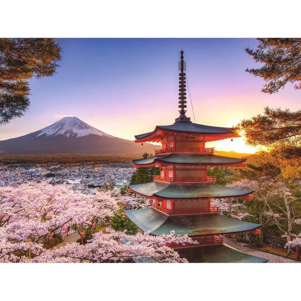 Puzzle 1000 pièces : Cerisiers en fleurs du Mont Fuji - Ravensburger