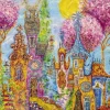 Puzzle 1000 pièces : Charmant Village : Arbres Roses - Heye