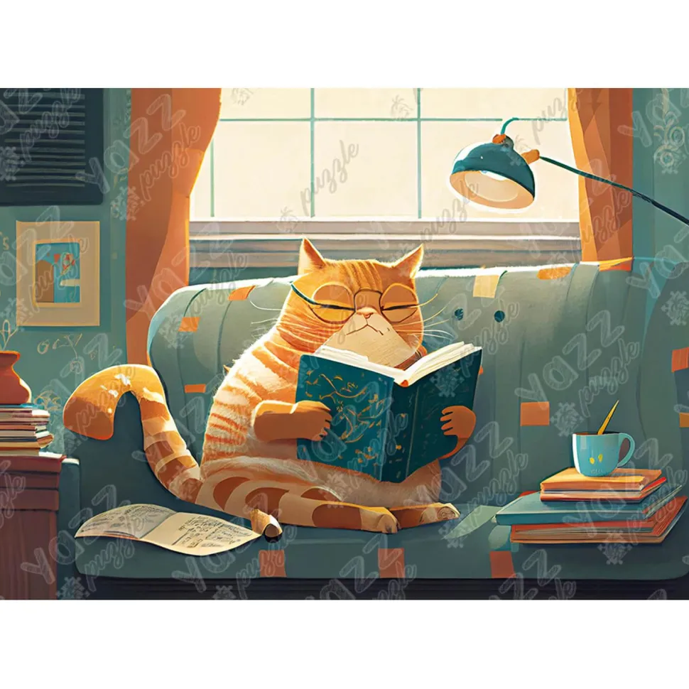 Puzzle 1000 pièces : Chat et livres - Yazz puzzle