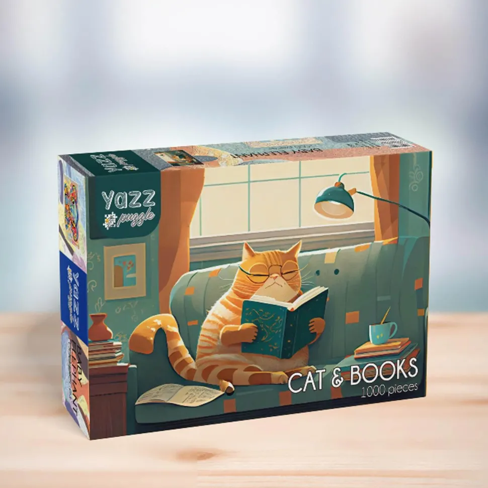 Puzzle 1000 pièces : Chat et livres - Yazz puzzle