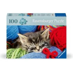 Puzzle 100 pièces : Chaton dans la laine - Ravensburger