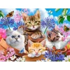 Puzzle 120 pièces : Chatons avec des fleurs - Castorland