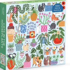 Puzzle 500 pièces : Chats dans les plantes d'intérieur - Galison
