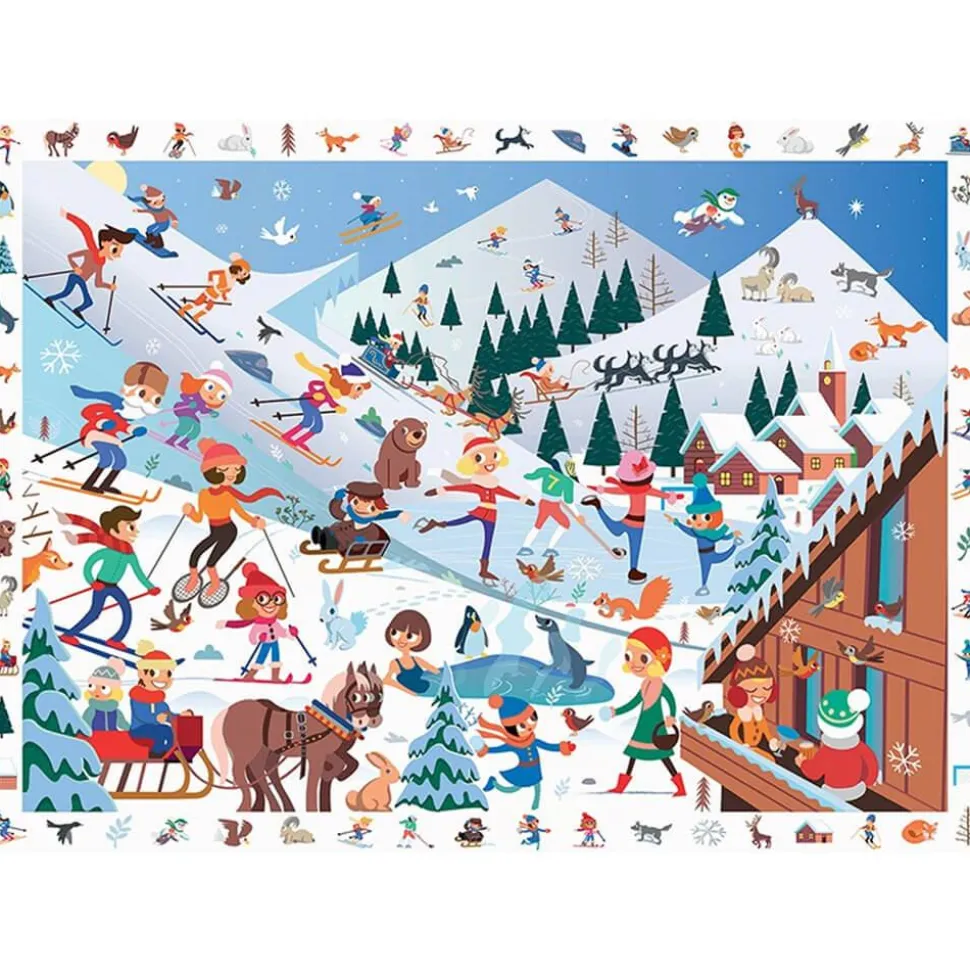 Puzzle 100 pièces : Cherche et Trouve : Sports d'Hiver - Sentosphère