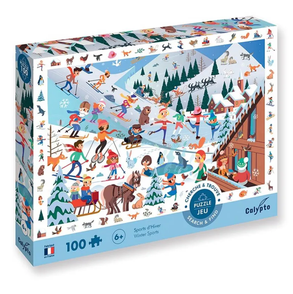 Puzzle 100 pièces : Cherche et Trouve : Sports d'Hiver - Sentosphère