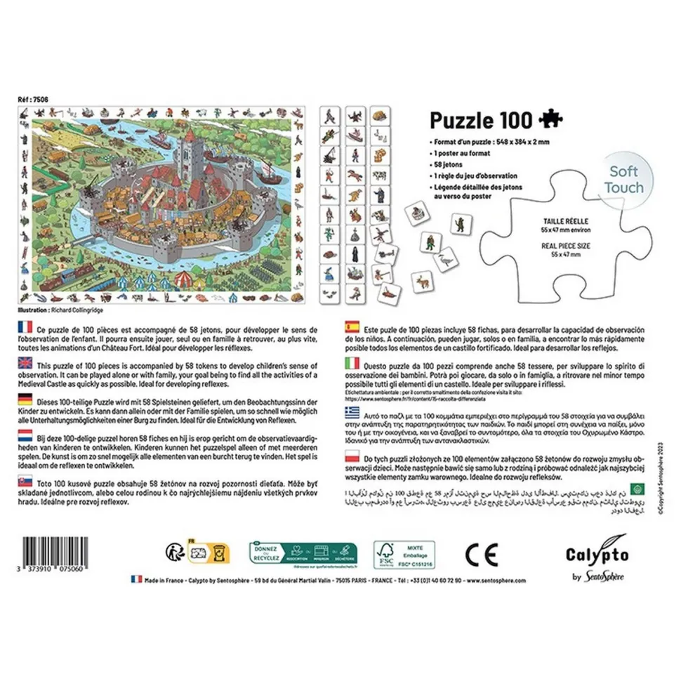 Puzzle 100 pièces - Cherche et trouve : Le Château Fort - Sentosphère