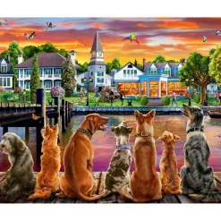 Puzzle 1000 pièces : Chiens au bord du quai - Vermont Christmas Company