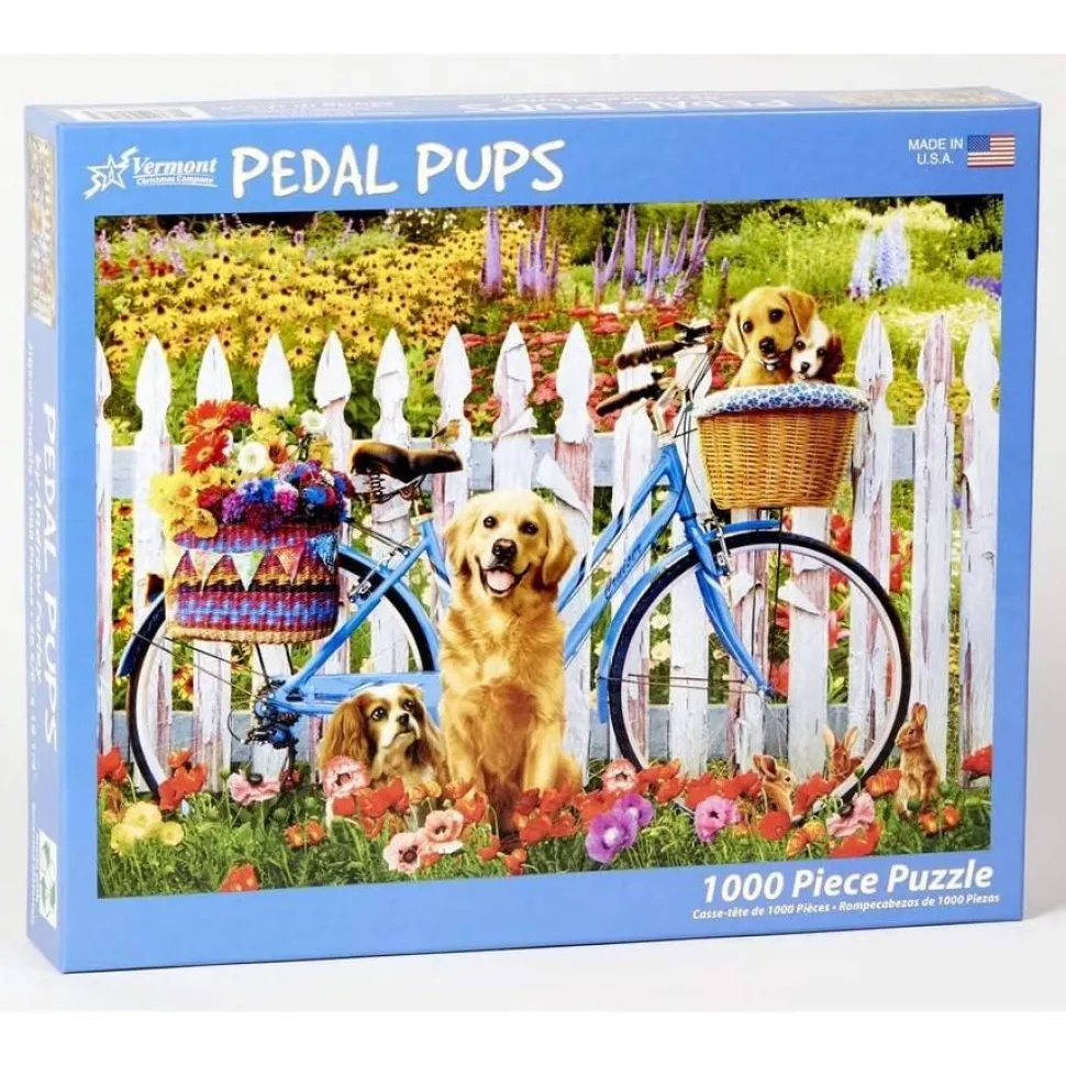 Puzzle 1000 pièces : Chiots à vélo - Vermont Christmas Company