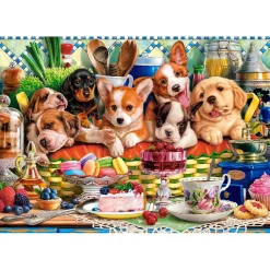 Puzzle 1000 pièces : Chiots Dessert - Castorland