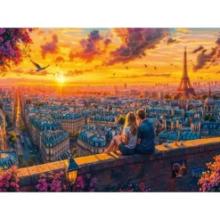 Puzzle 1000 pièces : Chuchotements sur les toits de Paris - Schmidt