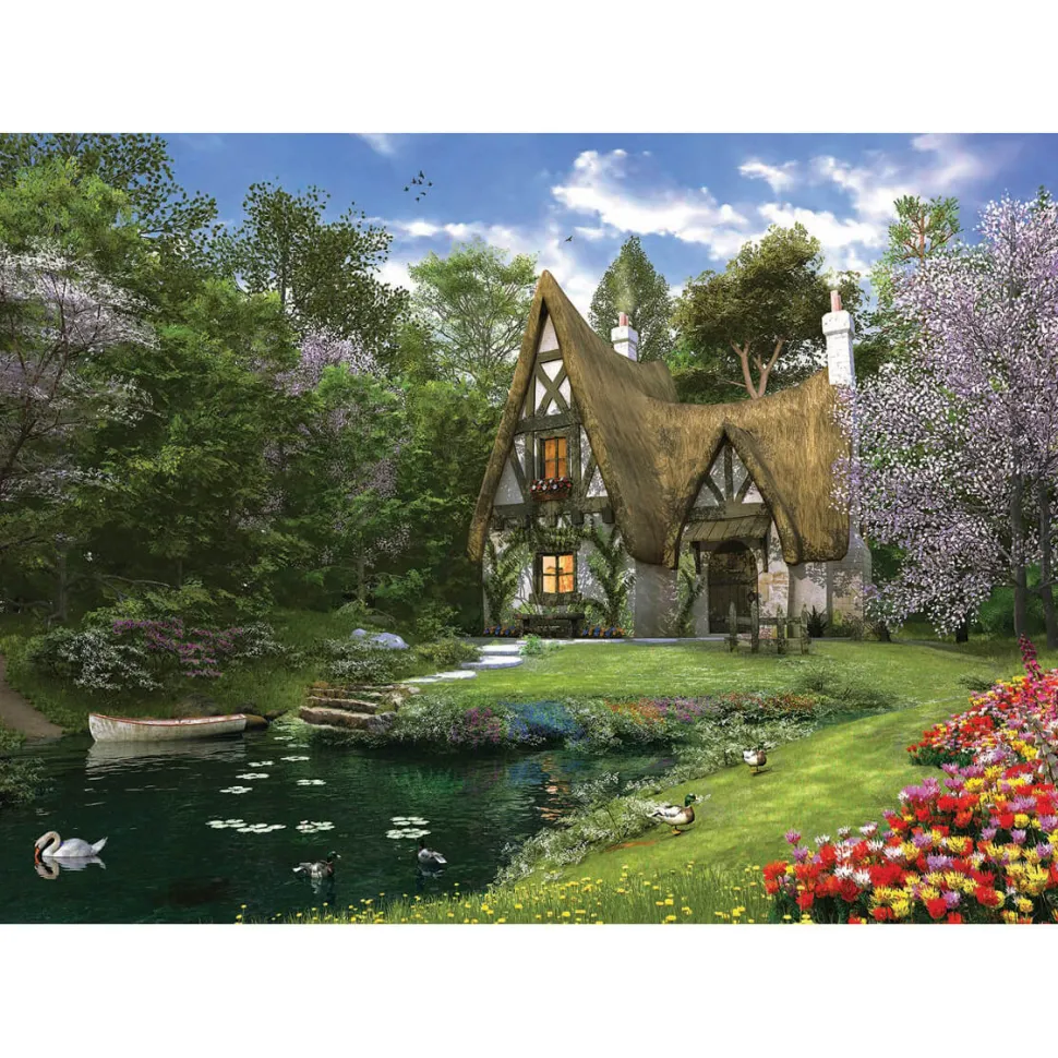 Puzzle 3000 pièces : Cottage au bord du lac au printemps - Anatolian