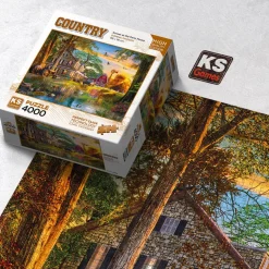 Puzzle 4000 pièces : Coucher de soleil à la ferme - Ks Games