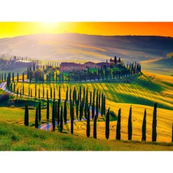 Puzzle 1000 Pièces : Coucher de soleil sur la Toscane - EnjoyPuzzle