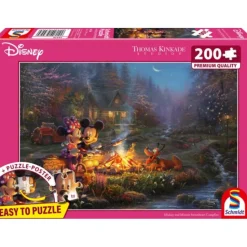 Puzzle 200 pièces : Disney, Mickey et Minnie Sweetheart Feu de camp - Schmidt