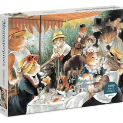 Puzzle 1000 pièces : Déjeuner des canotiers, Meowsterpiece de l'art occidental - Galison