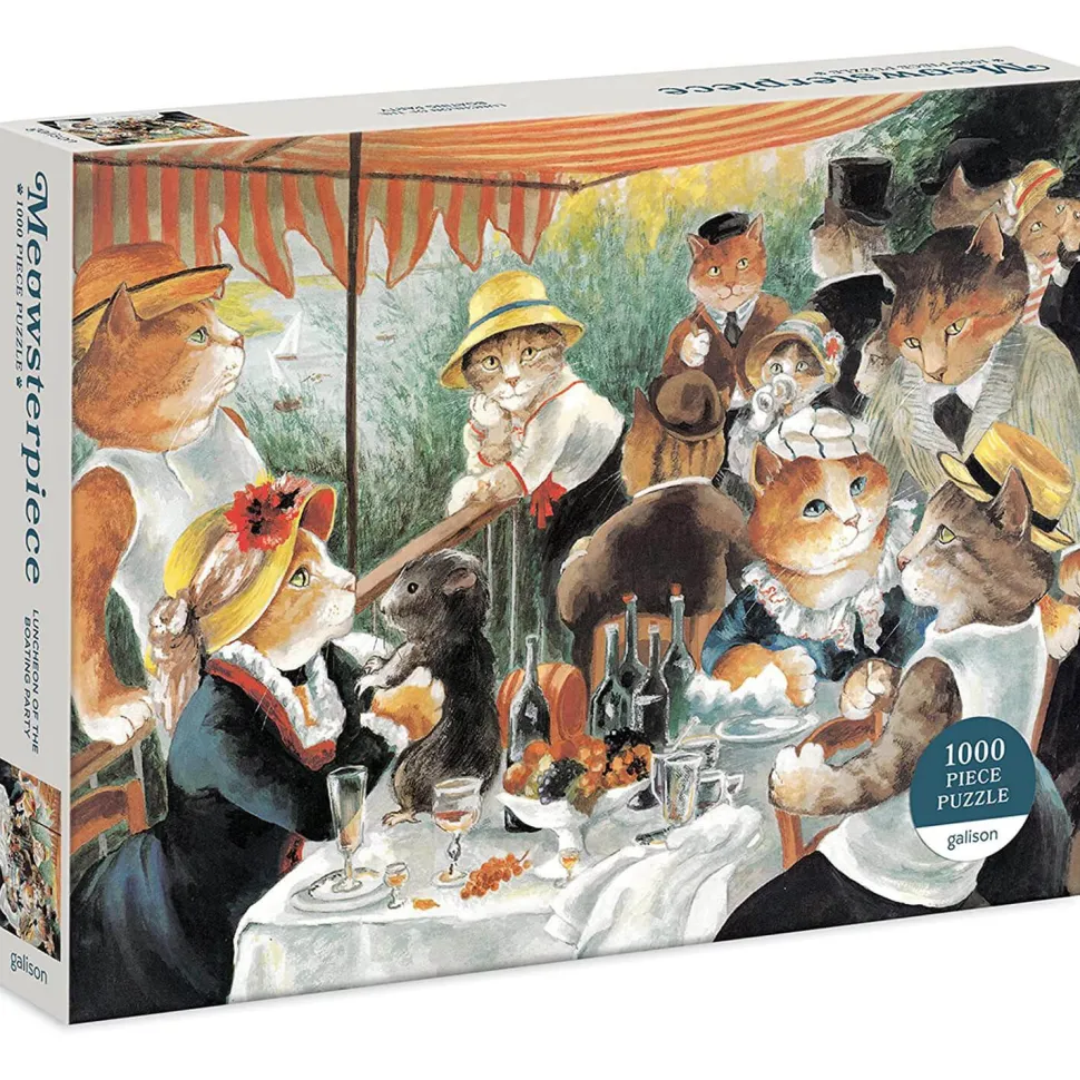 Puzzle 1000 pièces : Déjeuner des canotiers, Meowsterpiece de l'art occidental - Galison