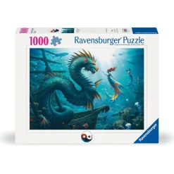 Puzzle 1000 pièces : Dragon, sirène et tortues des profondeurs - Ravensburger