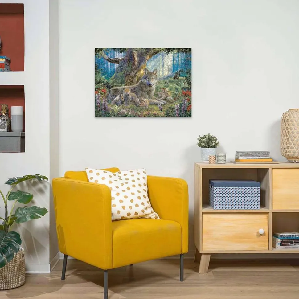 Puzzle 1000 pièces - Famille de loups dans la forêt - Ravensburger