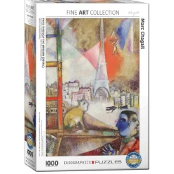 Puzzle 1000 pièces - Fine Art Collection : "Paris à travers la fenêtre" Marc Chagall - Eurographics