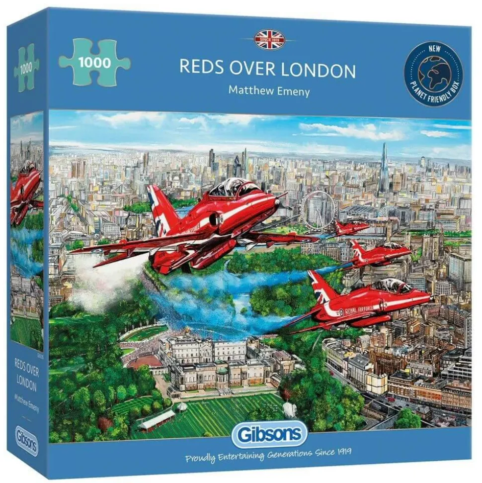 Puzzle 1000 pièces : Flèches rouges survolant Londres - Gibsons