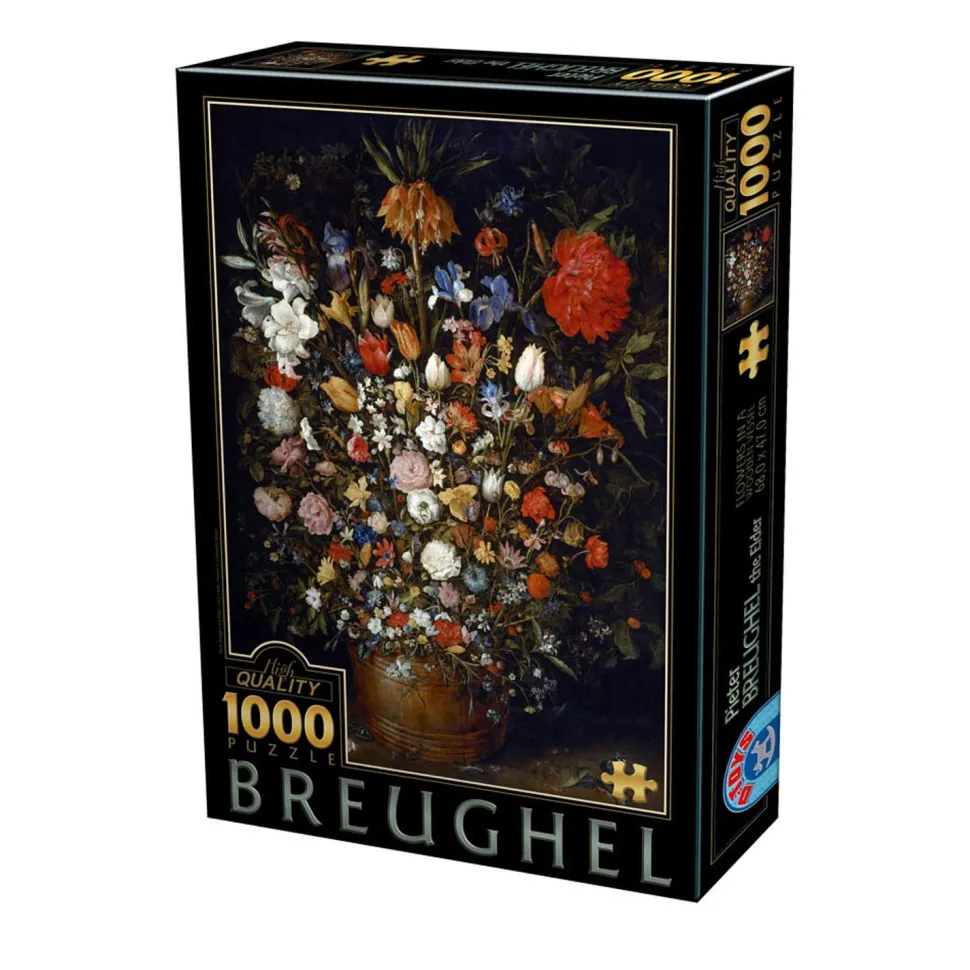Puzzle 1000 pièces : Fleurs dans un vase, Pieter Brueghel - DToys