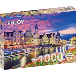 Puzzle 1000 pièces : Gand au crépuscule, Belgique - EnjoyPuzzle