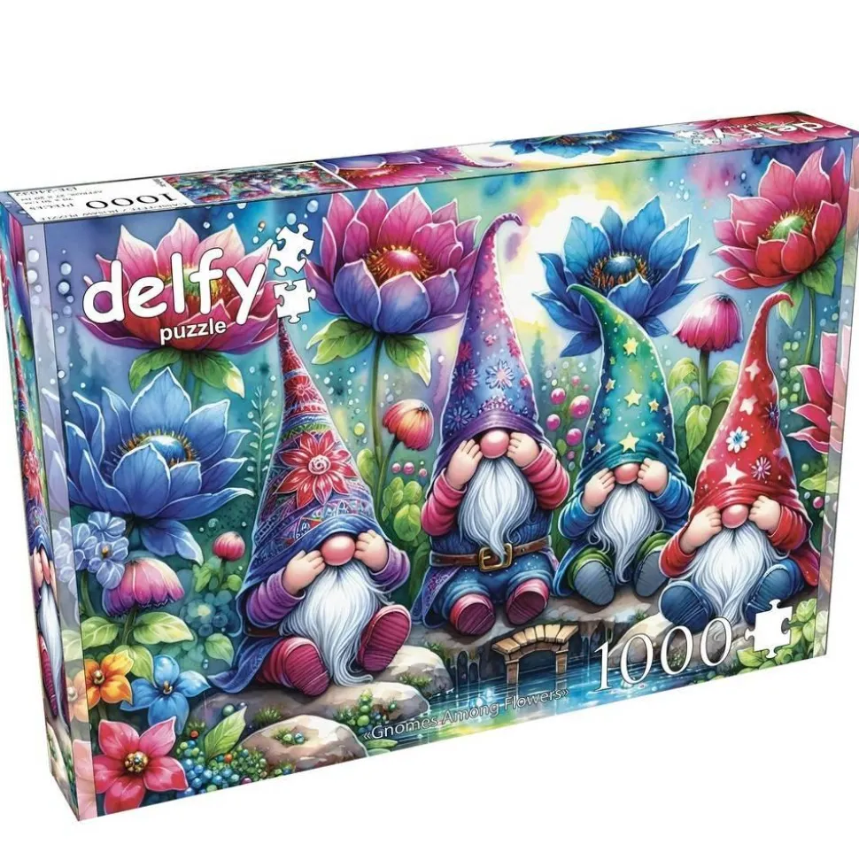 Puzzle 1000 pièces : GNOMES PARMI LES FLEURS - JaCaRou