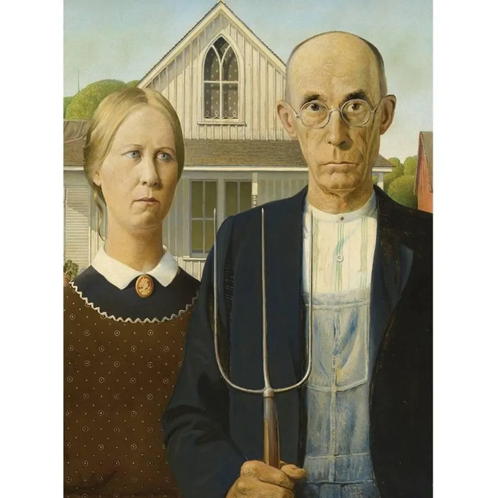 Puzzle 1000 pièces : Grant Wood American Gothic HC - Piatnik
