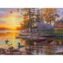 Puzzle 1000 pièces : Hangar à bateaux avec canoës - Schmidt