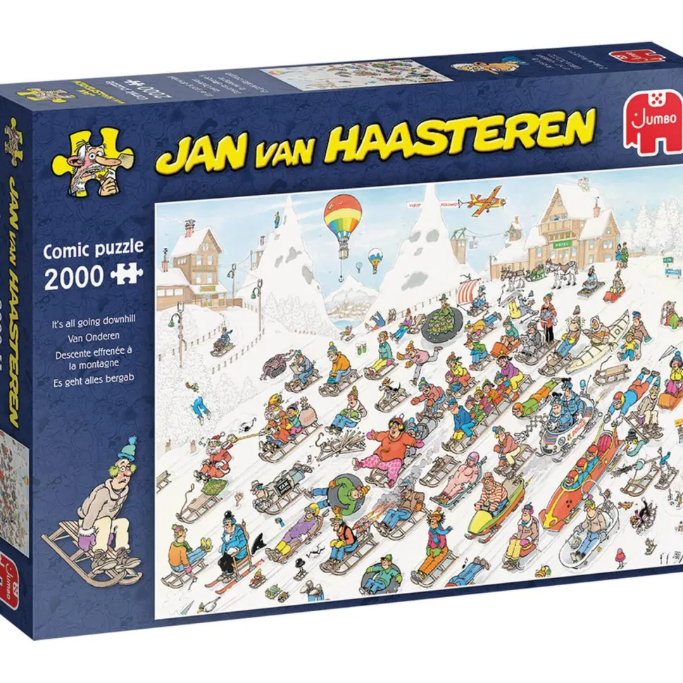 Puzzle 2000 pièces : Jan Van Haasteren : Descente effrenée à la montagne - Jumbo