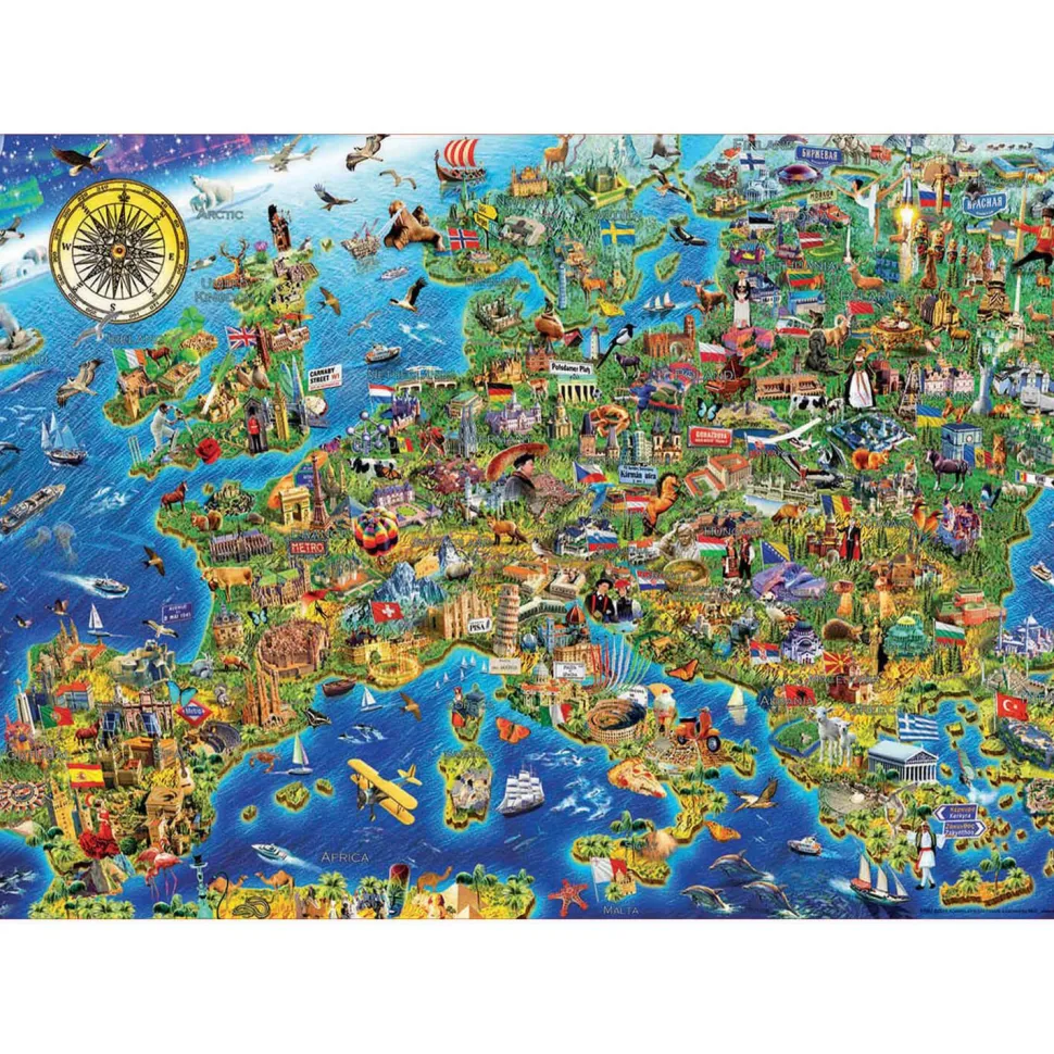 Puzzle 500 pièces : La folle Carte d'Europe - Educa